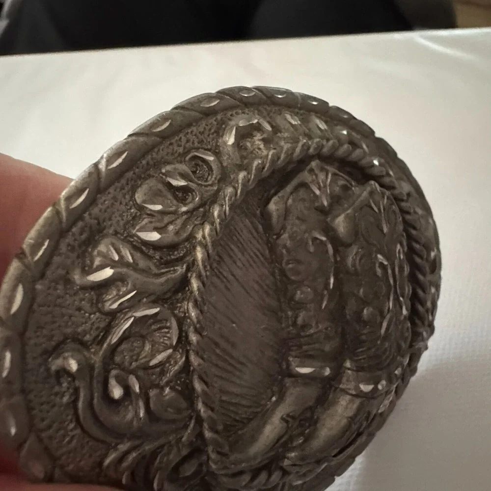 Vintage Solid Pewter Western Belt Buckle Cowboy Cowgirl‎ Boots USA 4